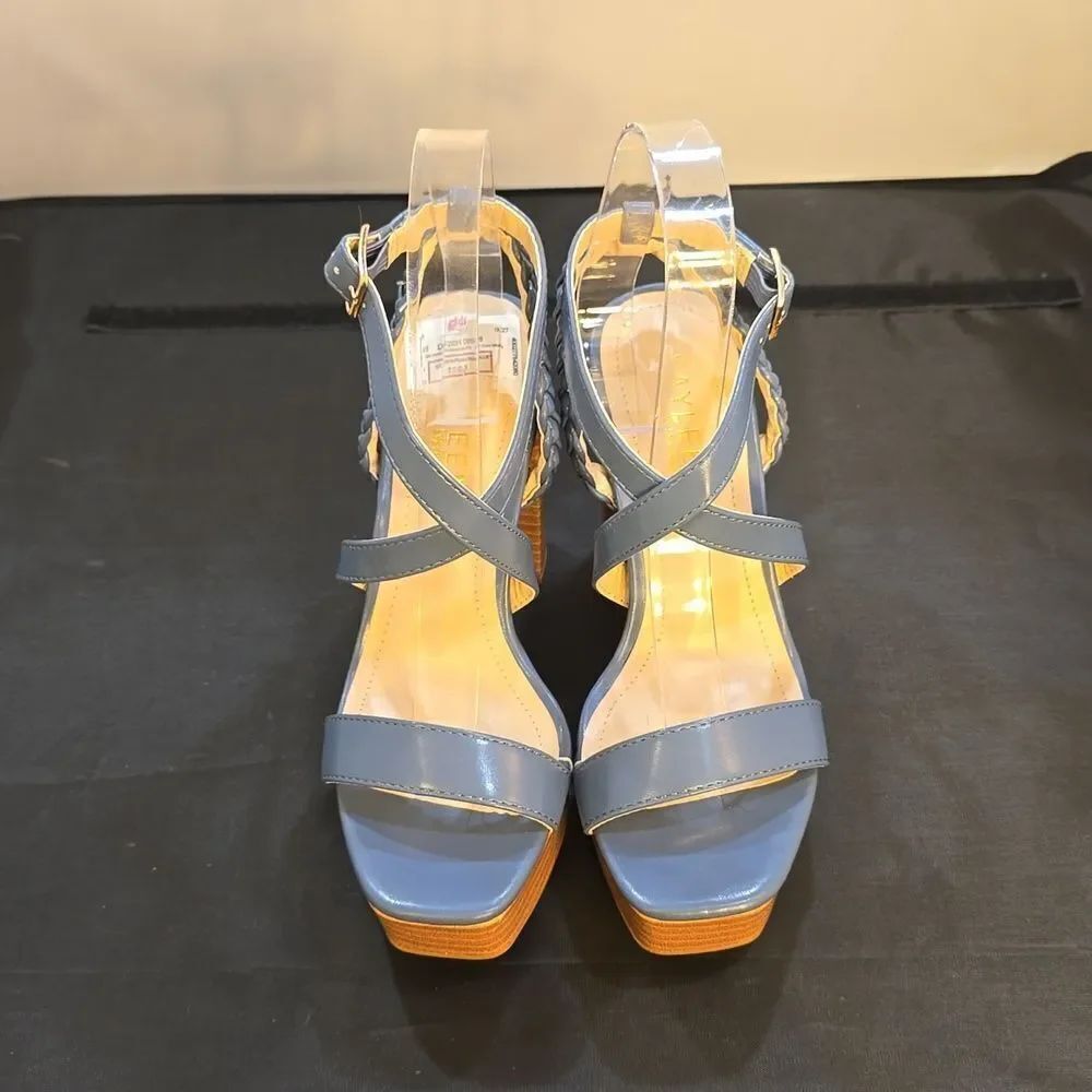 BRAND NEW KAYLEEN BY LOS ANGELES HIGH BLOCK HEEL BRAIDED STRAP CLOSURE SANDAL G1